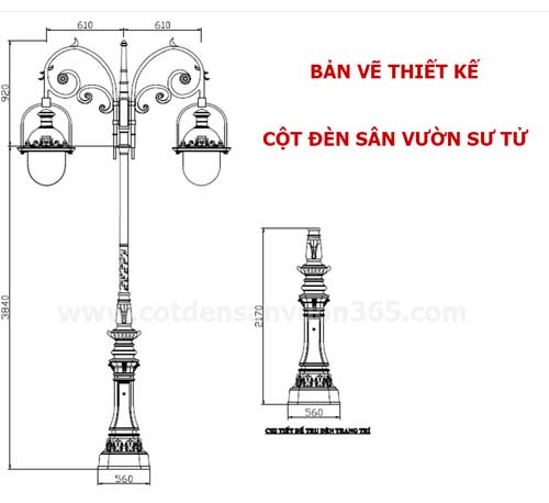 Cột đèn sân vườn Sư Tử 7 "Bản