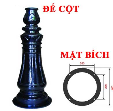 Cột đèn sân vườn 1 bóng 7 Chân đế cột đèn sân vườn 1 bóng , Cột đèn sân vườn 1 bóng