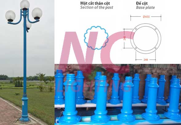Cột Đèn Sân Vườn Nouvo 10 Chi tiết cấu tạo cột đèn sân vườn NOUVO, Cột Đèn Sân Vườn Nouvo