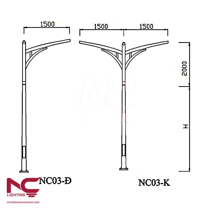 Cột đèn chiếu sáng NC-03 6 Cột đèn chiếu sáng NC-03