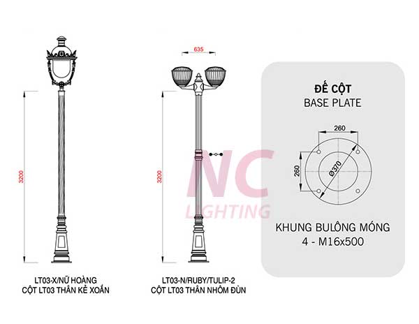Cột đèn trang trí sân vườn Pine 8 Cột đèn chiếu sáng sân vườn Pine