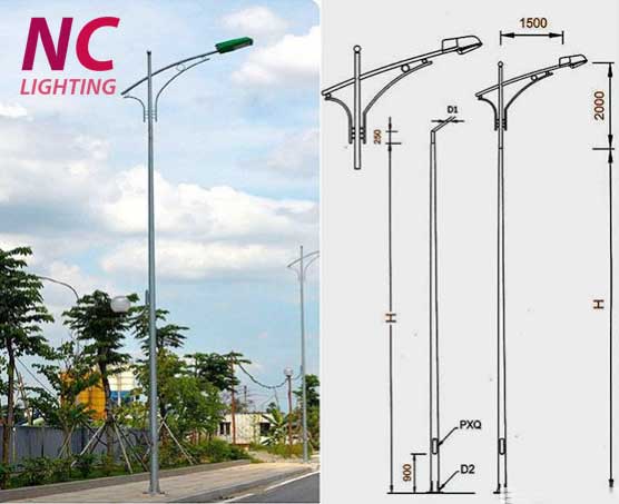 Cột đèn đường cao áp NC-04 7 Mẫu cột đèn cao áp NC - 04 kiểu cần đơn