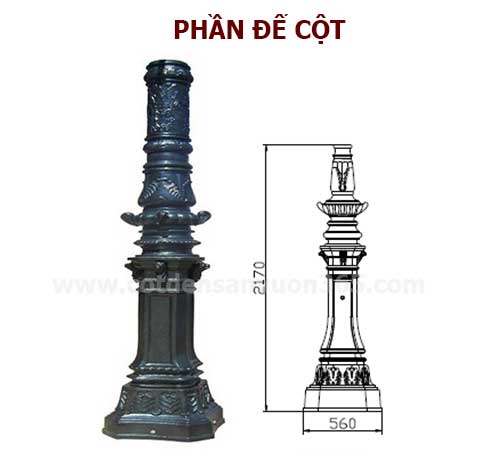 Cột đèn sân vườn Sư Tử 9 Phần đế cột đèn sân vườn sư tử