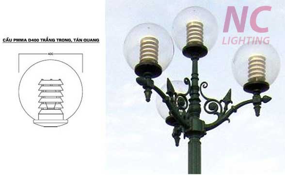 Đèn vườn cầu trong 7 Đèn cầu trong PMMA D400