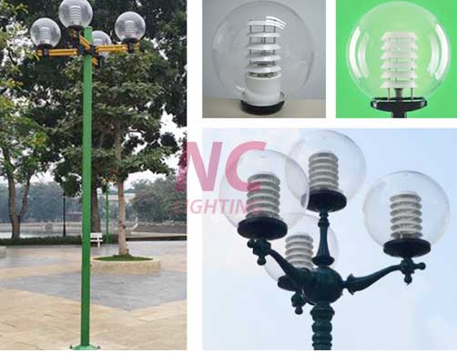 Đèn vườn cầu trong 6 Đèn sân vườn bóng cầu trong D400 PMMA