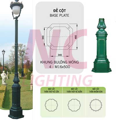 Cột đèn trang trí sân vườn DC-05B 10 Khung móng cột đèn sân vườn DC-05B