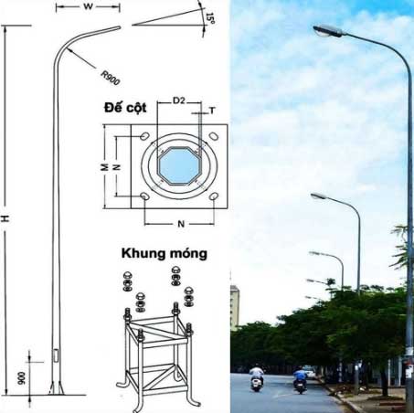 Khung móng cột đèn 6 Khung móng cột đèn