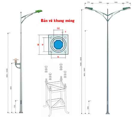 Trụ đèn sân bóng đá 8 Bản vẽ cột đèn sân bóng đá