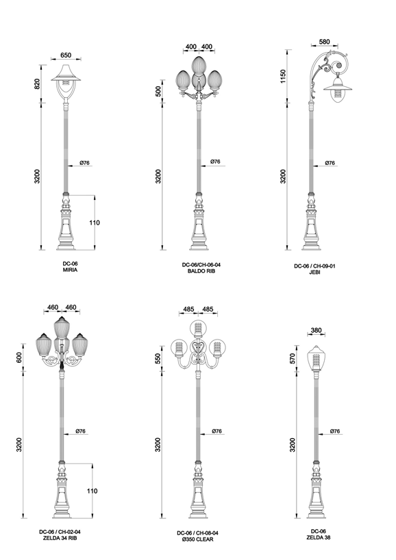 Ban-ve-cot-den-san-vuon-dc-06, Cột Đèn Sân Vườn DC-09
