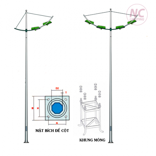 Top 8 cột đèn cao áp giá rẻ 2 Cột đèn cần cánh buồm ( Cần đơn và cần kép)