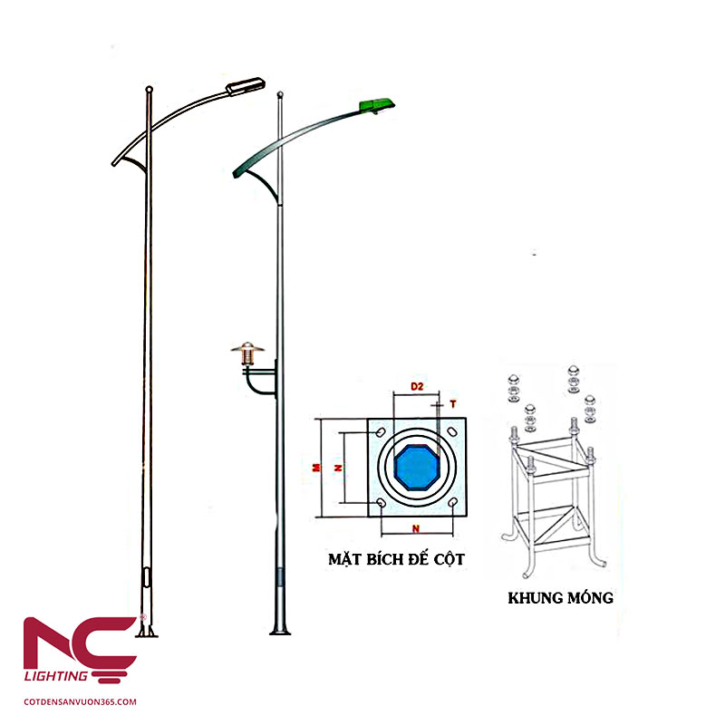 Cột Đèn Bát Giác Rời Cần Đơn 6 Cột Đèn Bát Giác Rời Cần Đơn
