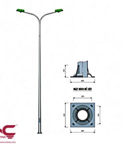 Cột Đèn Tròn Côn Liền Cần Kép