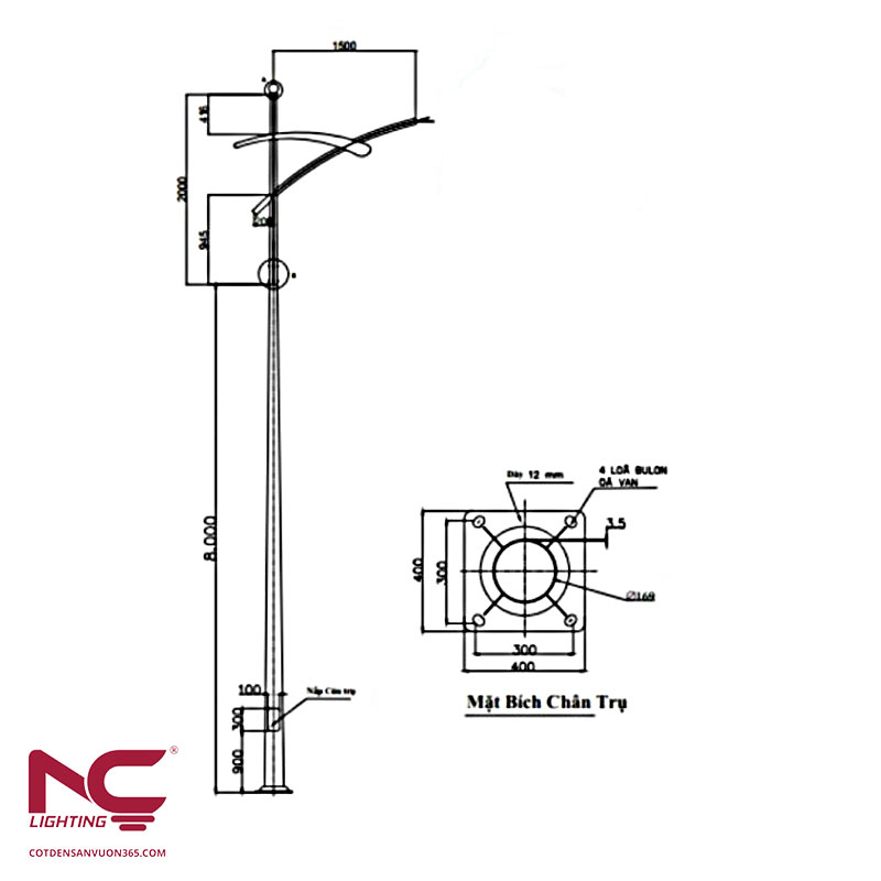 Trụ đèn cao áp NC-13 6 Trụ đèn cao áp NC-13