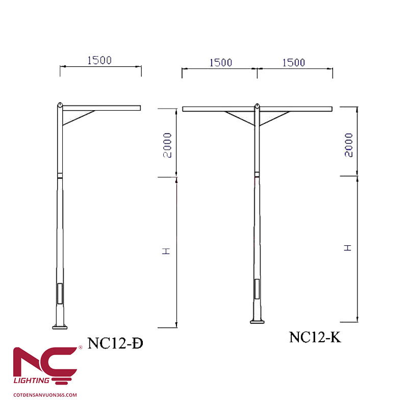 Cột Đèn Cao Áp NC-12 6 Cột Đèn Cao Áp NC-12